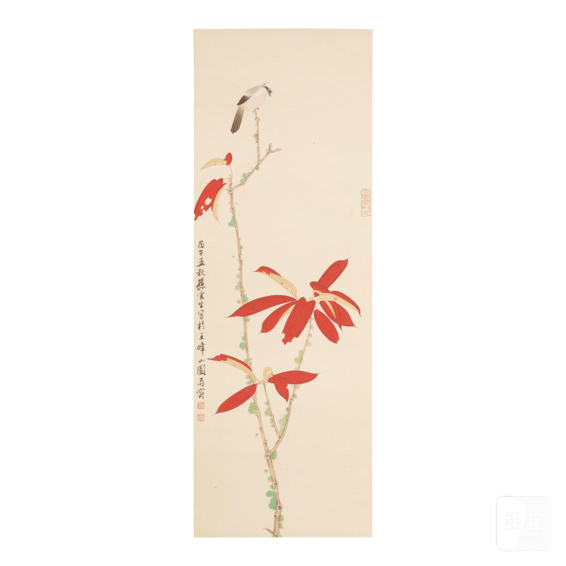 孫雲生（1918-2000）紅葉小鳥 設色紙本 立軸 一九九六年作 | SUN YUNSHENG (1918-2000)